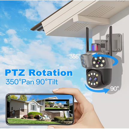Telecamera di sicurezza WI-FI speed dome ptz zoom 10x 3 obbiettivi 8mpx videocamera HD audio bidirezionale con led IP66 - enzoled