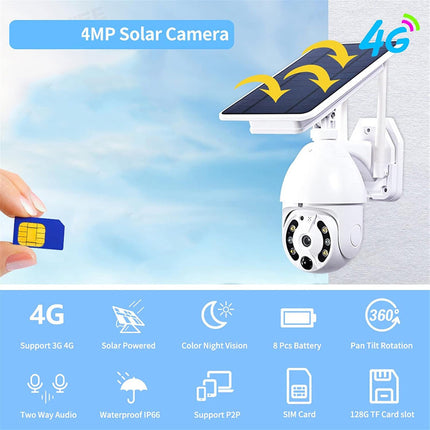 Telecamera di sorveglianza wi fi con pannello solare 4G 5 MPX motion detector enzoled