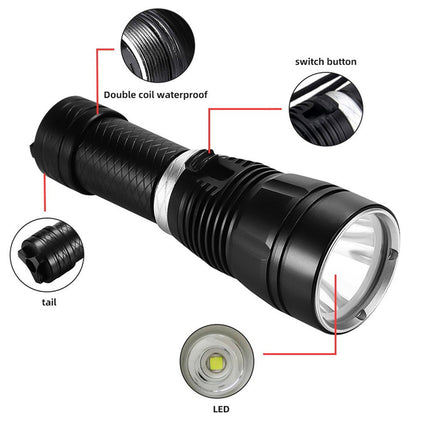 Torcia a led subacquea ad alta luminosità per immersioni 20MT IPX8