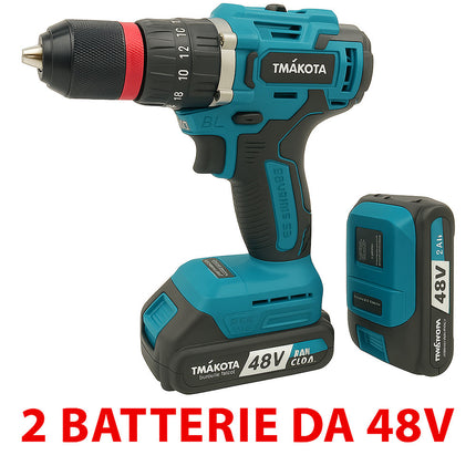 Trapano avvitatore 2 batterie 48V motore brushless con accessori enzoled