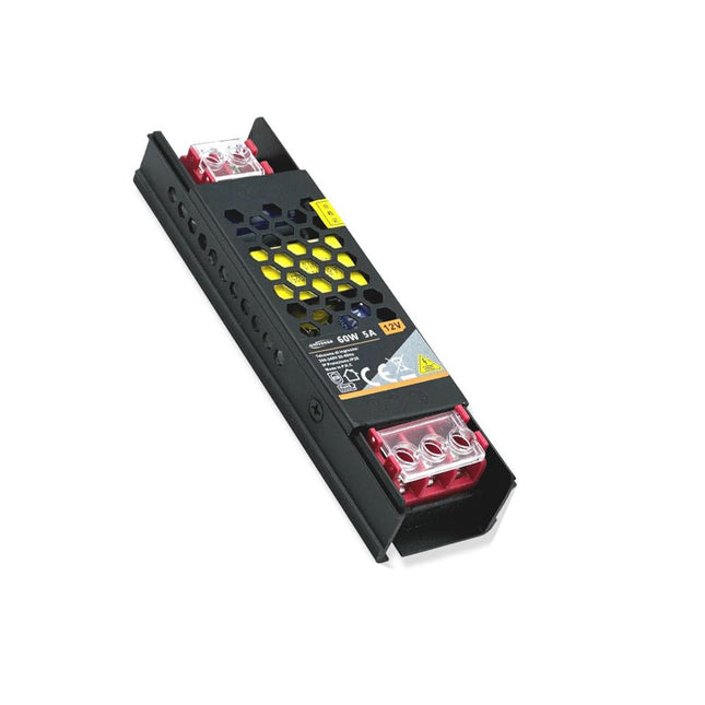 Alimentatore slim stabilizzato 12v 60 watt switch trasformatore 5 mha per videosorveglianza e led - enzoled