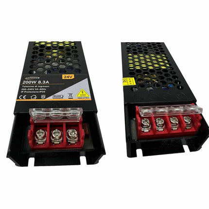 Alimentatore slim stabilizzato 24v 200 watt switch trasformatore 8.3 mha per videosorveglianza e led - enzoled
