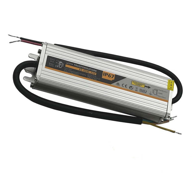 Alimentatore stabilizzato impermeabile in metallo DC24v 2.5A 60 watt IP67 trasformatore 220v per strip led telecamere - enzoled