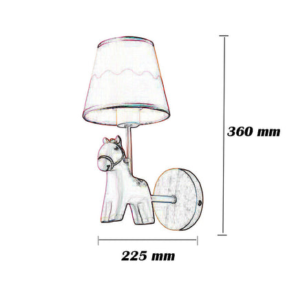 Lampada da parete per cameretta applique a muro a forma di cavallo in resina lume E27 - enzoled