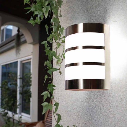 Applique da esterno in acciaio a fasce attacco E27 lampada da parete per balcone terrazzo facciata IP44 - enzoled