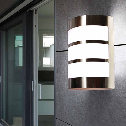 Applique da esterno in acciaio a fasce attacco E27 lampada da parete per balcone terrazzo facciata IP44 - enzoled