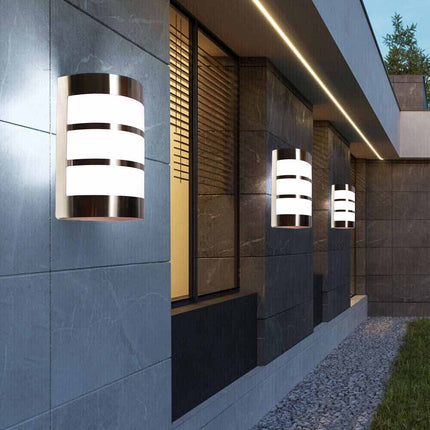 Applique da esterno in acciaio a fasce attacco E27 lampada da parete per balcone terrazzo facciata IP44 - enzoled