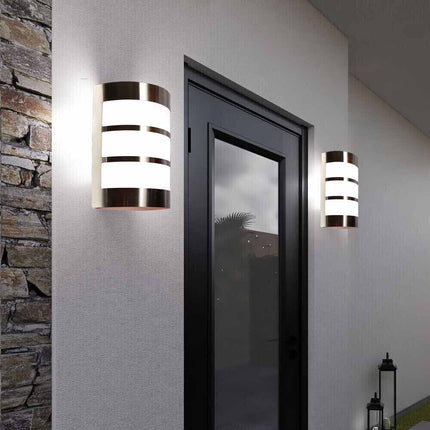 Applique da esterno in acciaio a fasce attacco E27 lampada da parete per balcone terrazzo facciata IP44 - enzoled