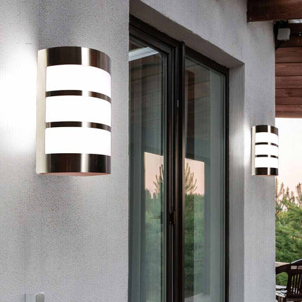 Applique da esterno in acciaio a fasce attacco E27 lampada da parete per balcone terrazzo facciata IP44 - enzoled