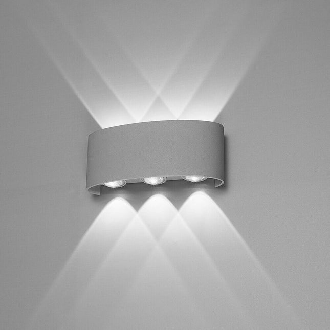 Applique a doppia emissione di luce 6 led 16 watt up & down lampada da muro grigio per esterno casa terrazzo giardino IP65 - enzoled