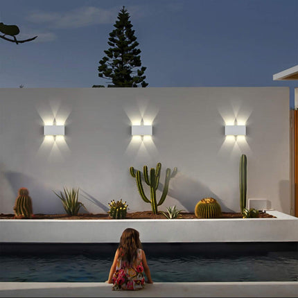 Applique a led 24 watt bianco da esterno da parete con doppia emissione di luce e doppio diffusore  angolo luminoso regolabile - enzoled