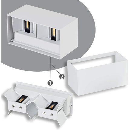 Applique a led 24 watt bianco da esterno da parete con doppia emissione di luce e doppio diffusore  angolo luminoso regolabile - enzoled