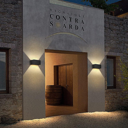 Applique a led 24 watt nero da esterno da parete con doppia emissione di luce e doppio diffusore  angolo luminoso regolabile - enzoled