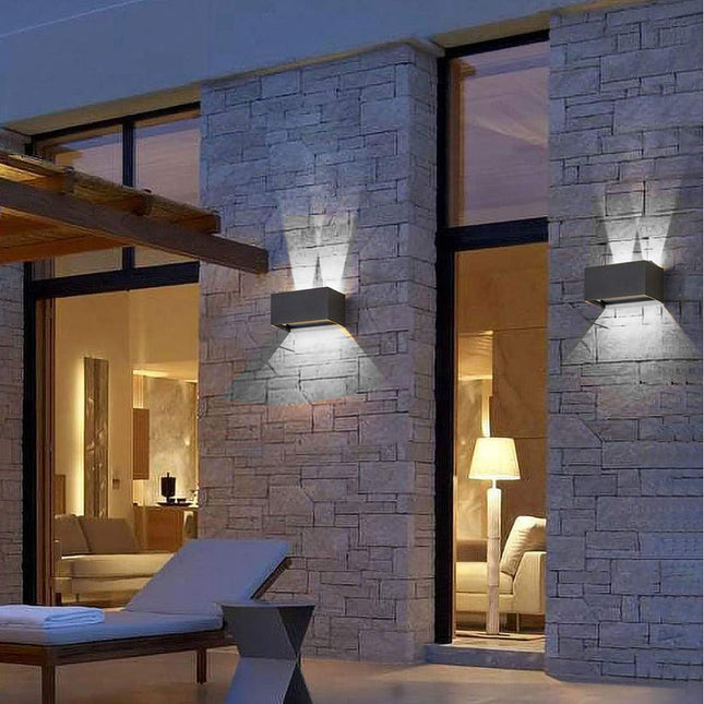 Applique a led 24 watt nero da esterno da parete con doppia emissione di luce e doppio diffusore  angolo luminoso regolabile - enzoled