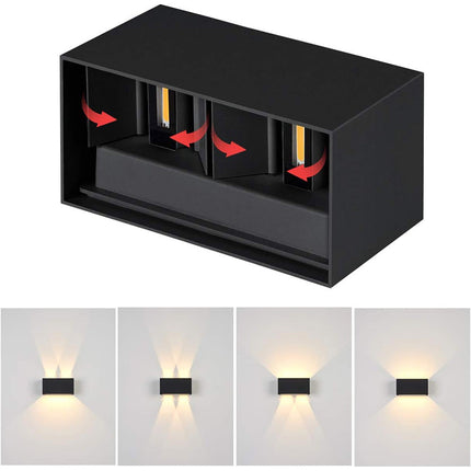Applique a led 24 watt nero da esterno da parete con doppia emissione di luce e doppio diffusore  angolo luminoso regolabile - enzoled