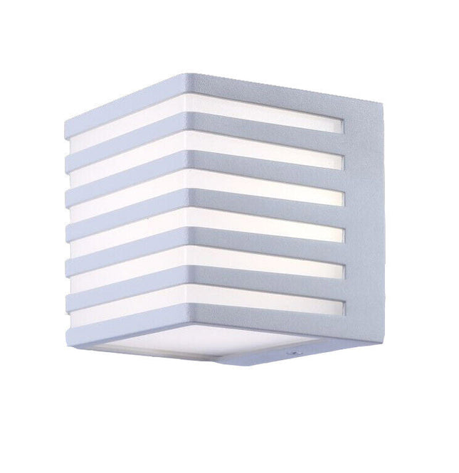 Applique da muro per esterno a led 10 watt lampada decorativa a strisce cubo bianco da parete per facciata balcone terrazzo IP54 - enzoled
