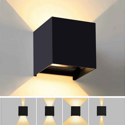 Applique da parete LED COB 12 watt nero per esterno impermeabile IP55 luce fredda calda naturale 6000k 3000k 4000k lampada doppia emissione luminosa UP & DOWN - enzoled