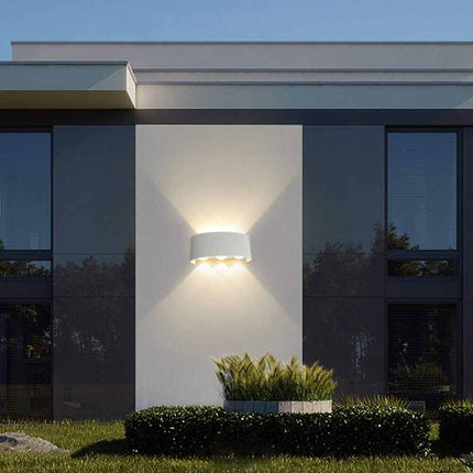 pplique doppia emissione di luce 6 led 16 watt UP & DOWN lampada da muro bianco per esterno casa terrazzo giardino IP65 - enzoled