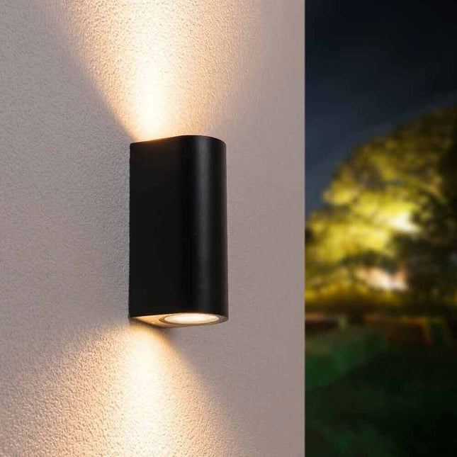 Applique a parete doppia emissione luminosa per esterno balcone terrazzo ip65UP & DOWN 2 portalampada gu10 - enzoled