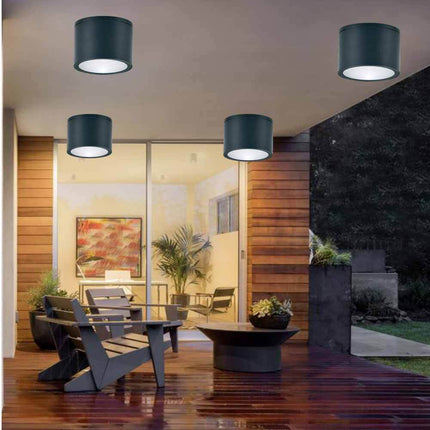 Applique da soffitto a cilindro per esterno moderno lampada plafoniera con attacco GU10 per balcone terrazzo patio IP54 - enzoled