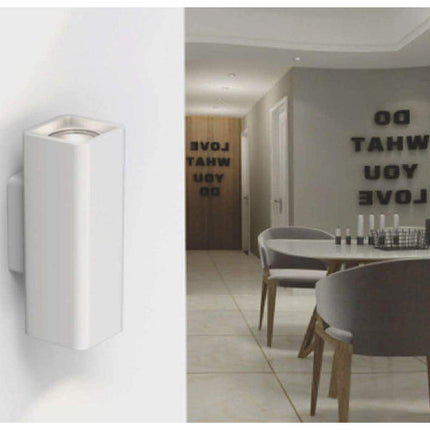 Applique da parete doppia emissione in gesso a cubo verniciabile con attacco gu10 110x70mm poratafaretto UP & DOWN - enzoled