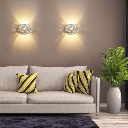 Applique da parete in gesso tondo a doppia emissione luminosa up e down verniciabile lampada contemporanee con attacco g9 - enzoled
