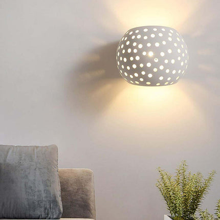 Applique da parete in gesso tondo a doppia emissione luminosa up e down verniciabile lampada contemporanee con attacco g9 - enzoled