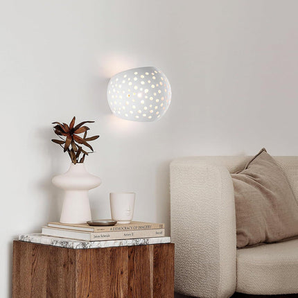 Applique da parete in gesso tondo a doppia emissione luminosa up e down verniciabile lampada contemporanee con attacco g9 - enzoled