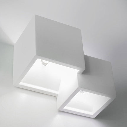 Applique in gesso ultra moderno due cubi a doppia emissione di luce up & up e down lampada contemporanea con attacco G9 - enzoled