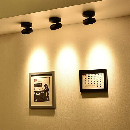 Applique orientabile 1 led cob moderno 7 watt lampada da muro parete soffitto nero luce fredda 6500k calda 3000k naturale 4000k - enzoled