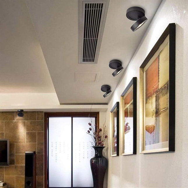 Applique orientabile 1 led cob moderno 7 watt lampada da muro parete soffitto nero luce fredda 6500k calda 3000k naturale 4000k - enzoled