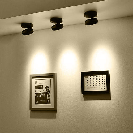 Applique orientabile 1 led cob moderno 7 watt lampada da muro parete soffitto nero luce fredda 6500k calda 3000k naturale 4000k - enzoled