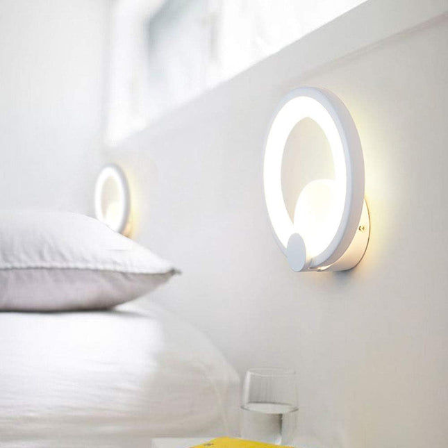 Applique a led a forma di cerchio 10 watt lampada da comodino a parete lumetto abat jour luce naturale 4000k e calda 3000k - enzoled