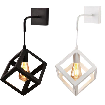 Applique da parete pendente a forma di cubo 3D stile minimal con portalampada E27 - enzoled