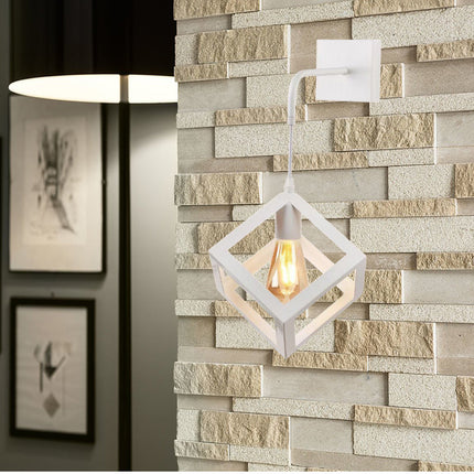 Applique da parete pendente a forma di cubo 3D stile minimal con portalampada E27 - enzoled