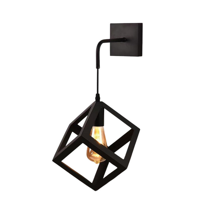 Applique da parete pendente a forma di cubo 3D stile minimal con portalampada E27 - enzoled