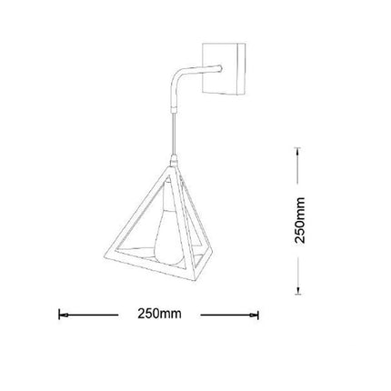 Applique da parete pendente a forma di triangolo 3D stile minimal con portalampada E27 - enzoled