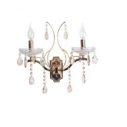 Applique a candelabro 2 bracci con pendenti a gocce di cristallo in acrilico stile retrò attacco E14 oro - enzoled