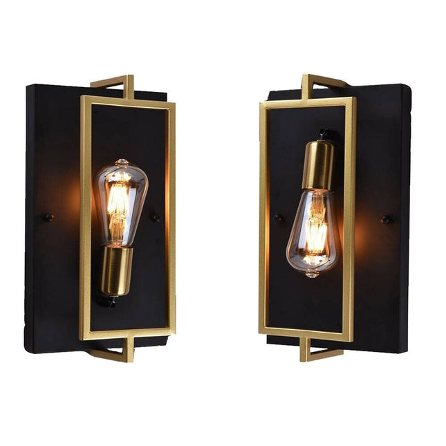 Applique a parete stile industriale lampada a muro in metallo attacco E27 decorazione soggiorno camera da letto nero e bronzo - enzoled