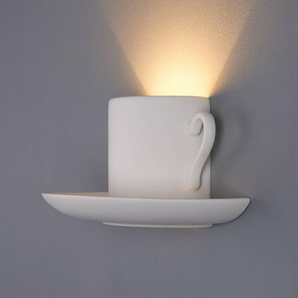 Applique in gesso a forma di tazza da caffè lampada a parete verniciabile attacco g9 - enzoled