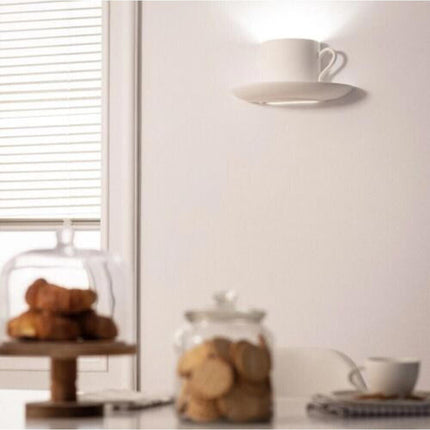 Applique in gesso a forma di tazza da caffè lampada a parete verniciabile attacco g9 - enzoled