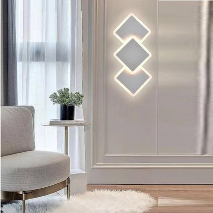 Applique moderno triplo rombi a led 14 watt da parete lumetto abat jour lampada da interno 3 colorazione di luce - enzoled