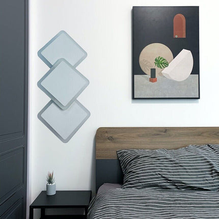 Applique moderno triplo rombi a led 14 watt da parete lumetto abat jour lampada da interno 3 colorazione di luce - enzoled