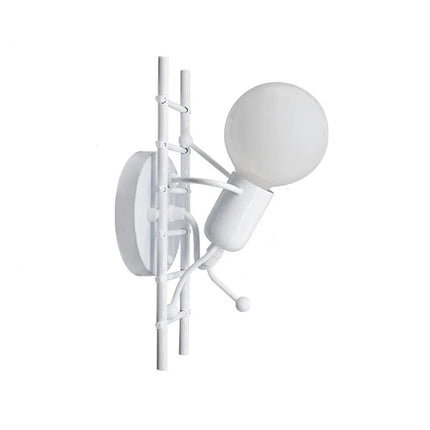 Applique da parete decorativo a forma di omino sulla scala lampada da muro in metallo attacco E27 arredo casa soggiorno - enzoled