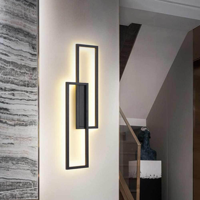 Applique doppio rettangolo 32 watt lampada da parete lumetto abat jour 3 temperature di luce bianco o nero - enzoled