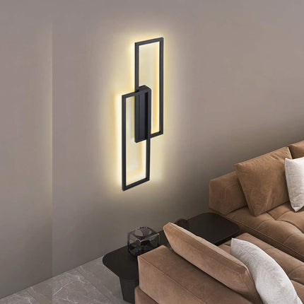 Applique doppio rettangolo 32 watt lampada da parete lumetto abat jour 3 temperature di luce bianco o nero - enzoled