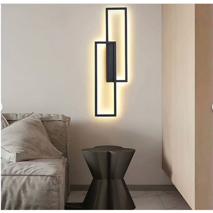 Applique doppio rettangolo 32 watt lampada da parete lumetto abat jour 3 temperature di luce bianco o nero - enzoled