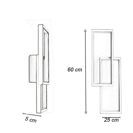 Applique doppio rettangolo 32 watt lampada da parete lumetto abat jour 3 temperature di luce bianco o nero - enzoled