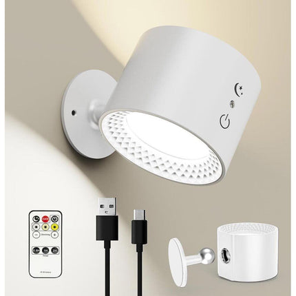 Lampada da parete led touch con telecomando luce fronte retro ricaricabile usb tre colorazione di luce calda fredda naturale orientabile 360° - enzoled
