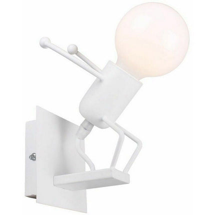Applique da parete decorativo a forma di omino lampada da muro in metallo attacco E27 arredo casa - enzoled